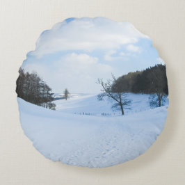 Englisch Snow Valley - Personalisiert Rundes Kissen
