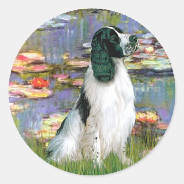 Englisch Springer 7 - Lilies 2 Runder Aufkleber (Vorderseite)