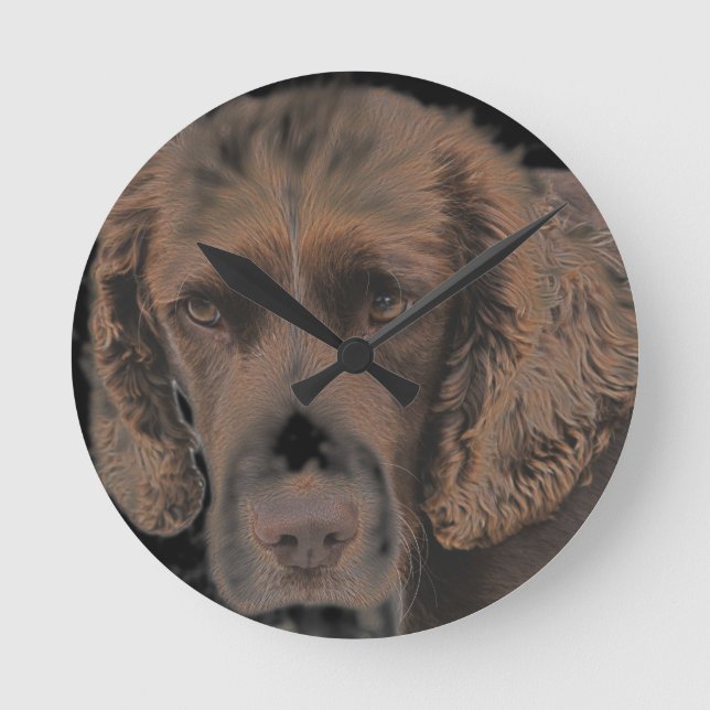 Englisch Springer Hunde Runde Wanduhr (Vorderseite)