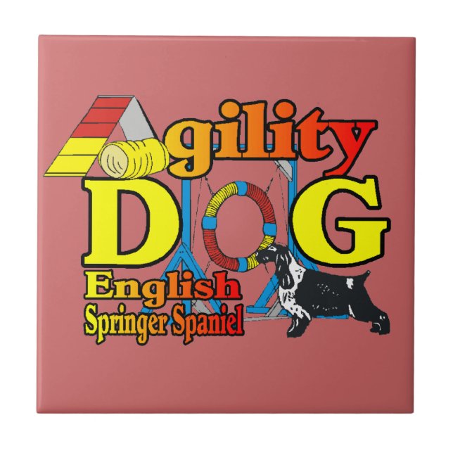 Englisch Springer Spanisch Agility Fliese (Vorderseite)