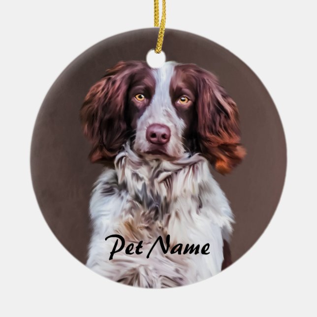 Englisch Springer Spanisch Dog Oil Painting Portra Keramikornament (Vorne)