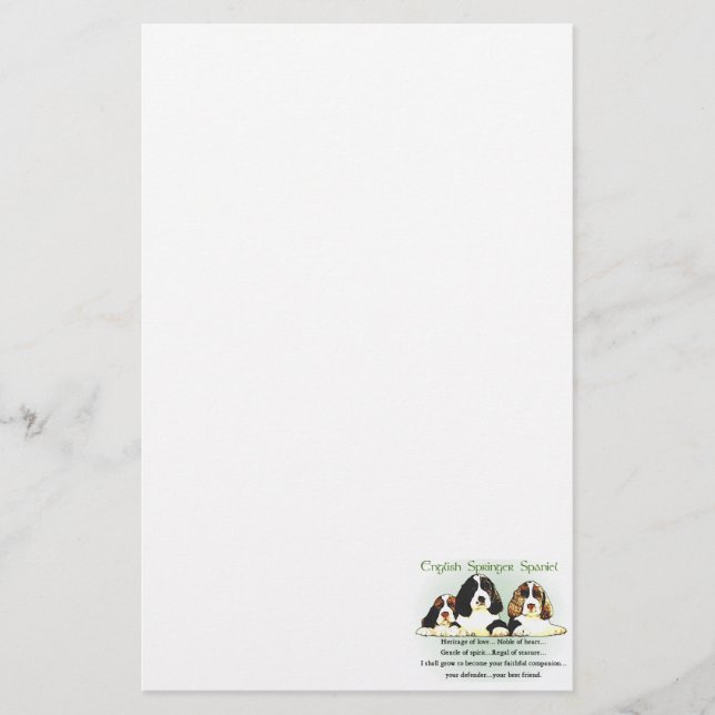 Englisch Springer Spanisch Kulturerbe der Liebe Briefpapier (Vorderseite)