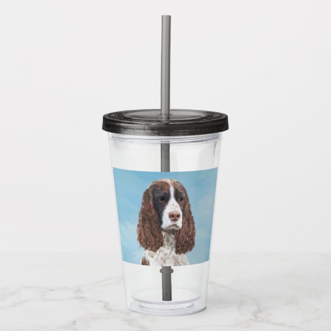 Englisch Springer Spanisch Malerei Original Dog Ar Acryltrinkbecher (Vorderseite)