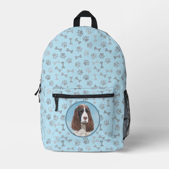 Englisch Springer Spanisch Malerei Original Dog Ar Bedruckter Rucksack (Vorderseite)