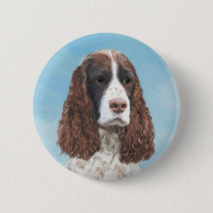 Englisch Springer Spanisch Malerei Original Dog Ar Button