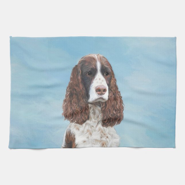 Englisch Springer Spanisch Malerei Original Dog Ar Geschirrtuch (Horizontal)