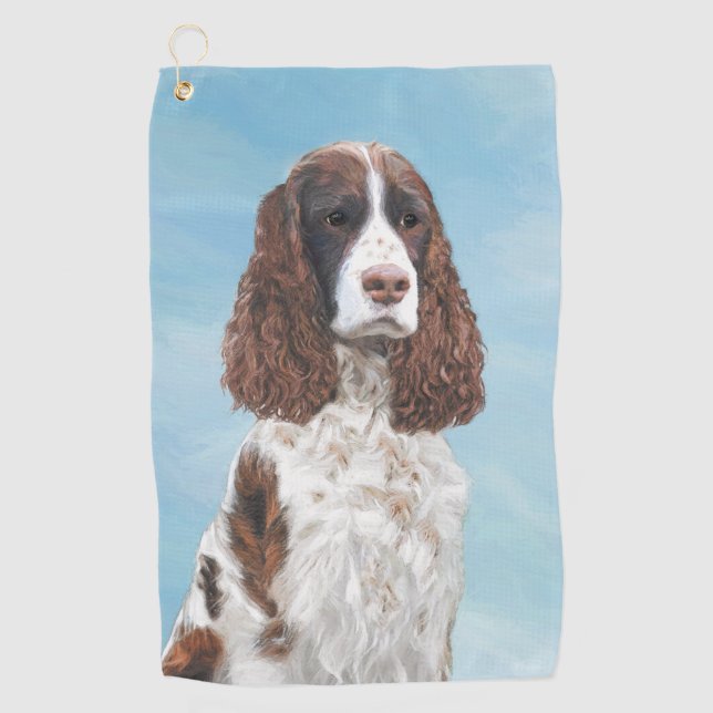 Englisch Springer Spanisch Malerei Original Dog Ar Golfhandtuch (Vorderseite)