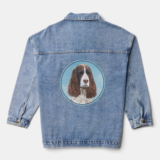 Englisch Springer Spanisch Malerei Original Dog Ar Jeansjacke (Rückseite)