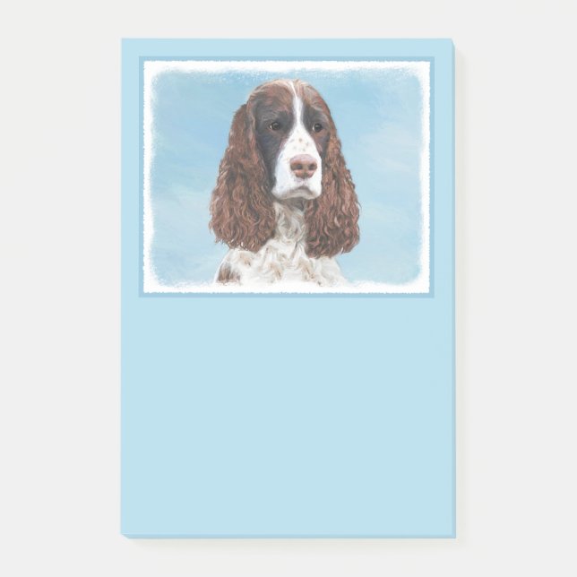 Englisch Springer Spanisch Malerei Original Dog Ar Post-it Klebezettel (Vorderseite)