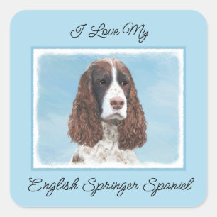 Englisch Springer Spanisch Malerei Original Dog Ar Quadratischer Aufkleber
