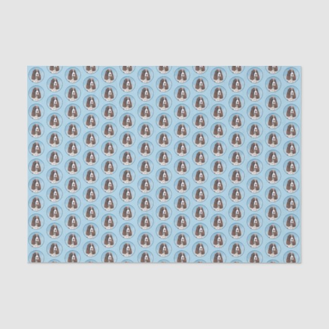 Englisch Springer Spanisch Malerei Original Dog Ar Seidenpapier (Vorderseite)