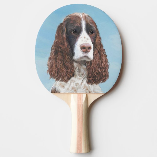 Englisch Springer Spanisch Malerei Original Dog Ar Tischtennis Schläger (Vorderseite)