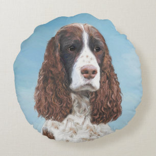 Englisch Springer Spanisch Malerei Original Hund K Rundes Kissen