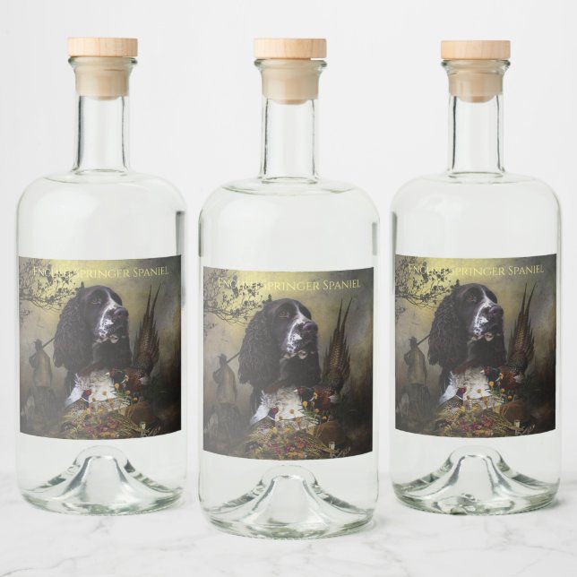 Englisch Springer Spanisch mit Fasan Alkoholflaschenetikett (Flaschen)