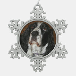 Englisch Springer Spanisch Pet Foto Schneeflocken Zinn-Ornament