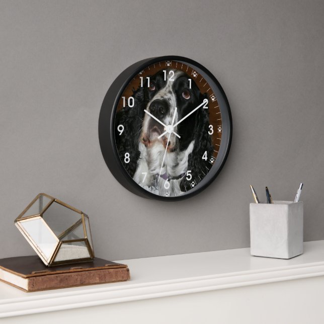 Englisch Springer Spanisch Pet Foto Uhr (Büro)