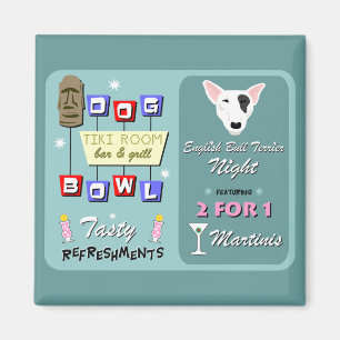 Englisch-Stier-Terrier-Bowling Tiki Nacht Magnet