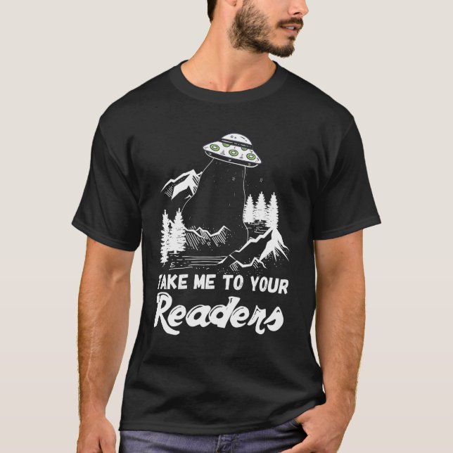 Englisch Teacher Library Fun Alien Lesen T-Shirt (Vorderseite)