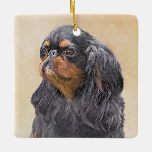 Englisch Toy Spanisch Malerei Original Animal Art Keramikornament (Vorderseite)