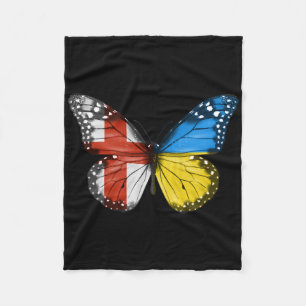 Englisch Ukrainische Flagge Schmetterling England Fleecedecke