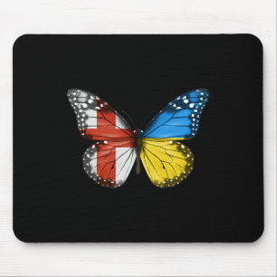 Englisch Ukrainische Flagge Schmetterling England  Mousepad