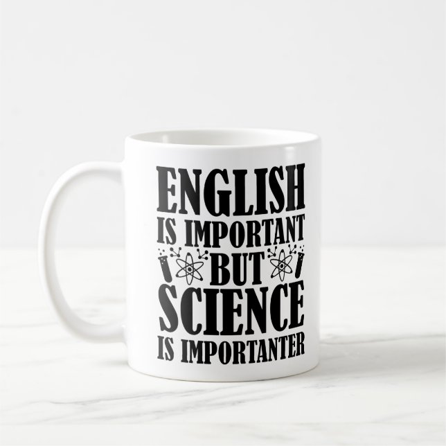 Englisch wichtig, aber Lehrer Zitat Funny Kaffeetasse (Links)
