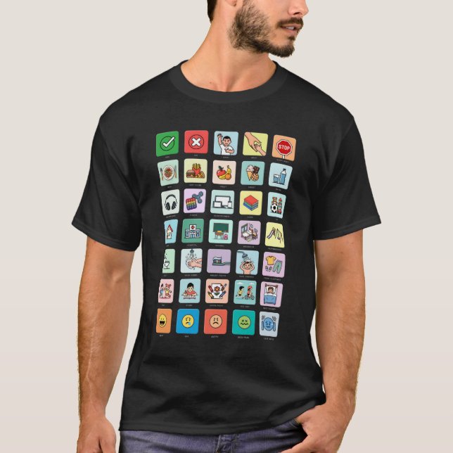 Englische Autismus AAC PECS Mitteilung zur Meldung T-Shirt (Vorderseite)