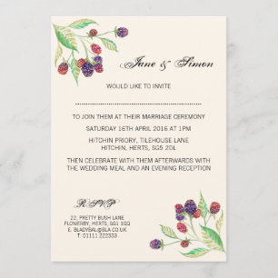 Englische BlackBerry Botanische Hochzeitseinladung Einladung