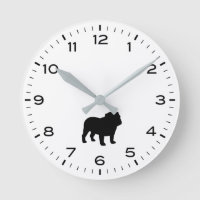 Englische Bulldog-Silhouette mit Stunden und Minut