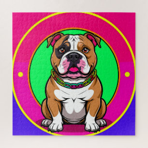 Englische Bulldogge auf einem lebendigen Hintergru