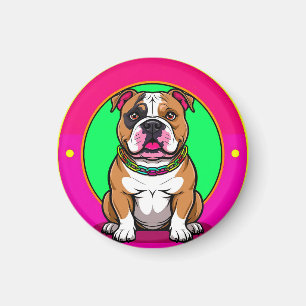 Englische Bulldogge auf einem lebendigen Hintergru Magnet