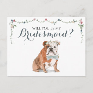 Englische Bulldogge Brautparty Sei meine Brautjung Einladungspostkarte