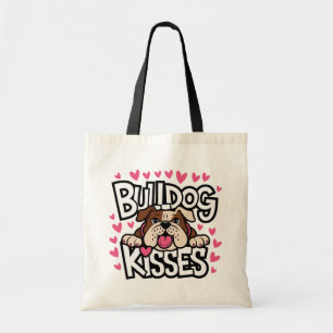 Englische Bulldogge Geschenk Welpe Rosa Herz Küsse Tragetasche