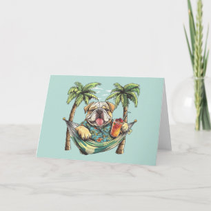 Englische Bulldogge in hawaiianischem Oberteil Karte