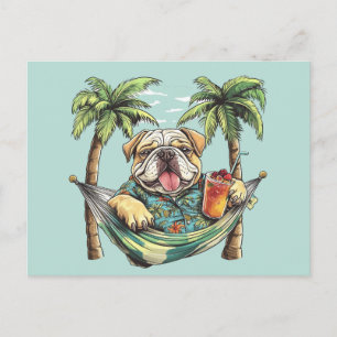 Englische Bulldogge in hawaiianischem Oberteil Postkarte