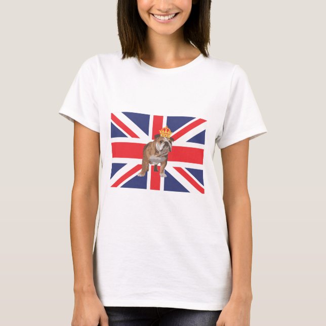 Englische Bulldogge mit Kronen-und T-Shirt (Vorderseite)