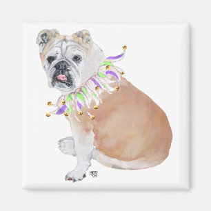 Englische Bulldogge mit Partykragen Magnet