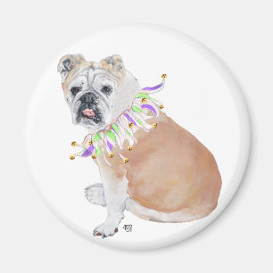 Englische Bulldogge mit Partykragen Magnet