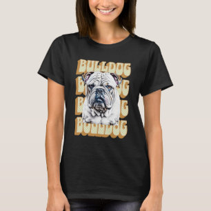 Englische Bulldogge mit Retro-Schrift T-Shirt