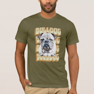Englische Bulldogge mit Retro-Schrift T-Shirt