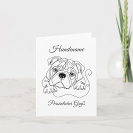 Englische Bulldogge Personalisierte One-Line Art Karte