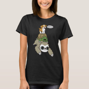 Englische Bulldogge reitet Faultier Schildkröte Hu T-Shirt