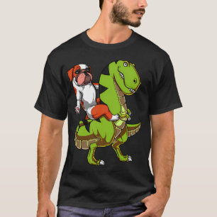 Englische Bulldogge reitet T-Rex Dinosaurier T-Shirt