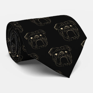Englische Bulldogge Schwarz und Gold Krawatte