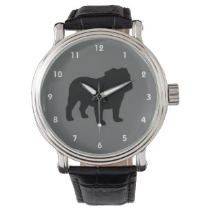 Englische Bulldogge Silhouette Armbanduhr