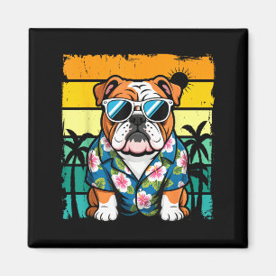Englische Bulldogge Sonnenbrille hawaiianischer St Magnet