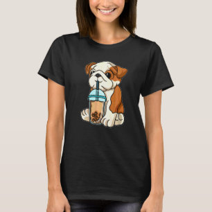 Englische Bulldogge trinkt Bubble Tea Tiere Mit B T-Shirt