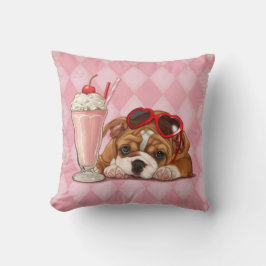 Englische Bulldogge und Milchshake Kissen