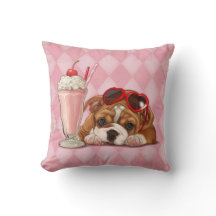 Englische Bulldogge und Milchshake