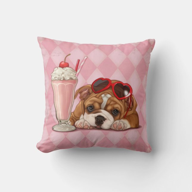 Englische Bulldogge und Milchshake Kissen (Vorderseite)